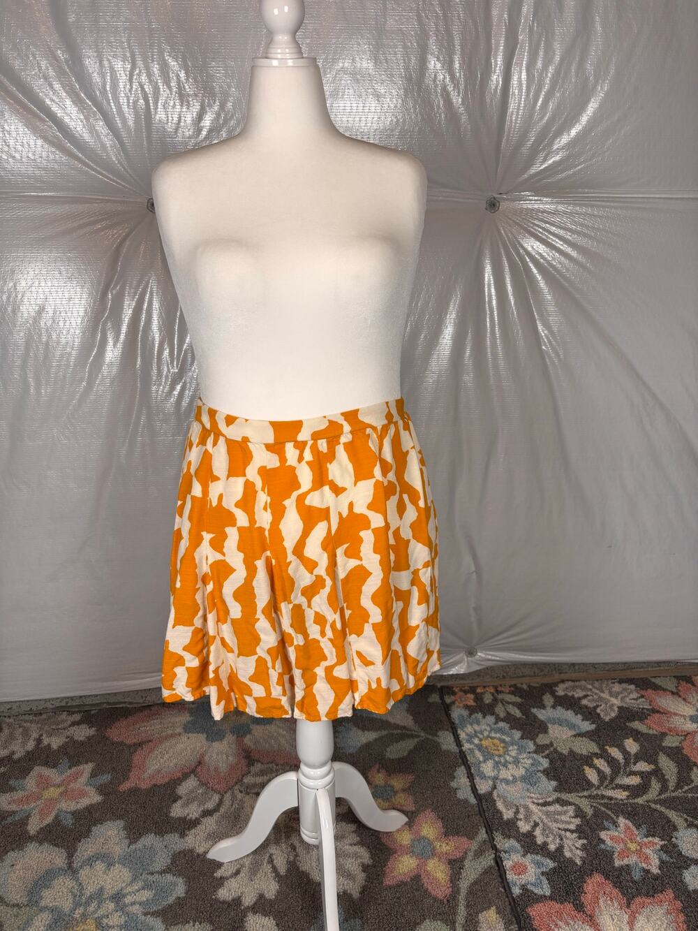 Ava & Viv Plus Size 2X Orange & Cream Abstract Print Skirt – Elastic Waist